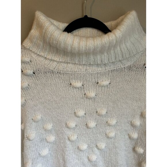 John + Jenn Cream White Long Sleeve Turtleneck Sweater Popcorn Knit Size Large - Picture 3 of 6